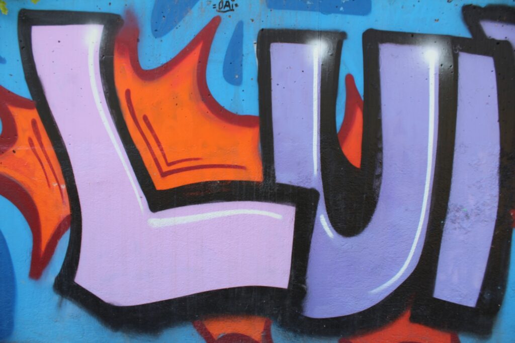 Graffiti: Erkennbarer Text LUI - der Spitzname der Lutipoldschule